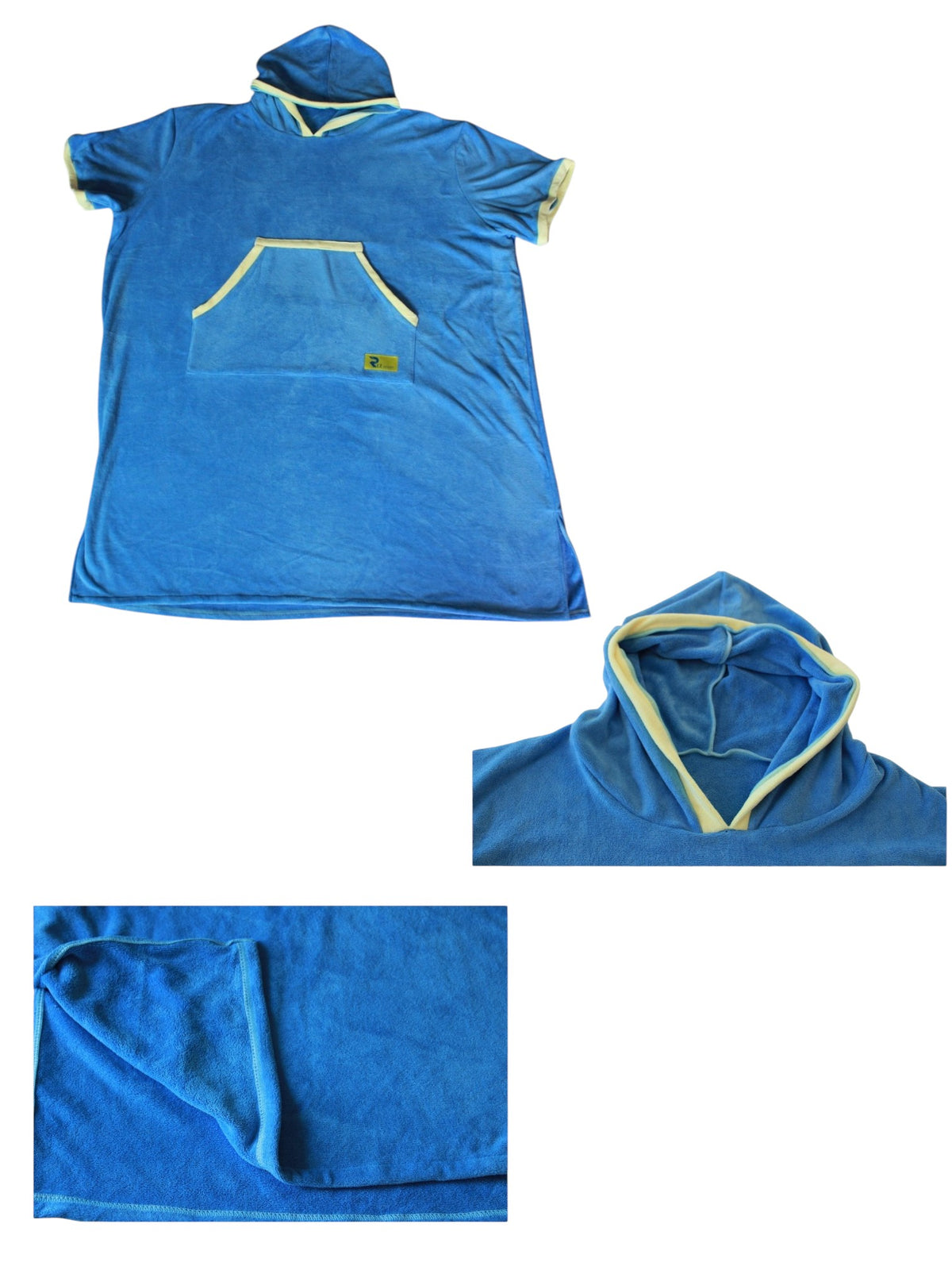 REZ SPORT DryShift™ Hooded Poncho Towel – Quick-Dry Microfiber Changing Robe Blue