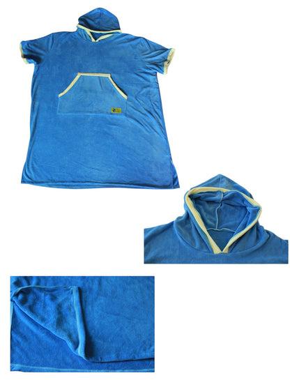 REZ SPORT DryShift™ Hooded Poncho Towel – Quick-Dry Microfiber Changing Robe Blue