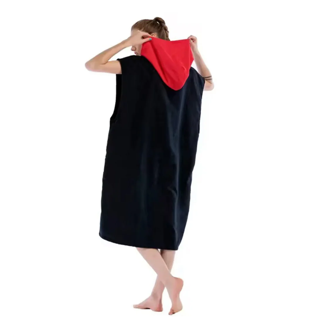 Hooded Beach Ponchos Black