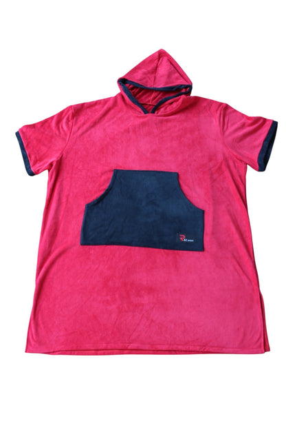 REZ SPORT DryShift™ Hooded Poncho Towel – Quick-Dry Microfiber Changing Robe Red
