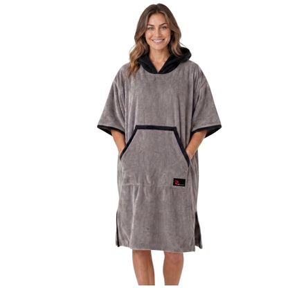 REZ SPORT DryShift™ Hooded Poncho Towel – Quick-Dry Microfiber Changing Robe grey