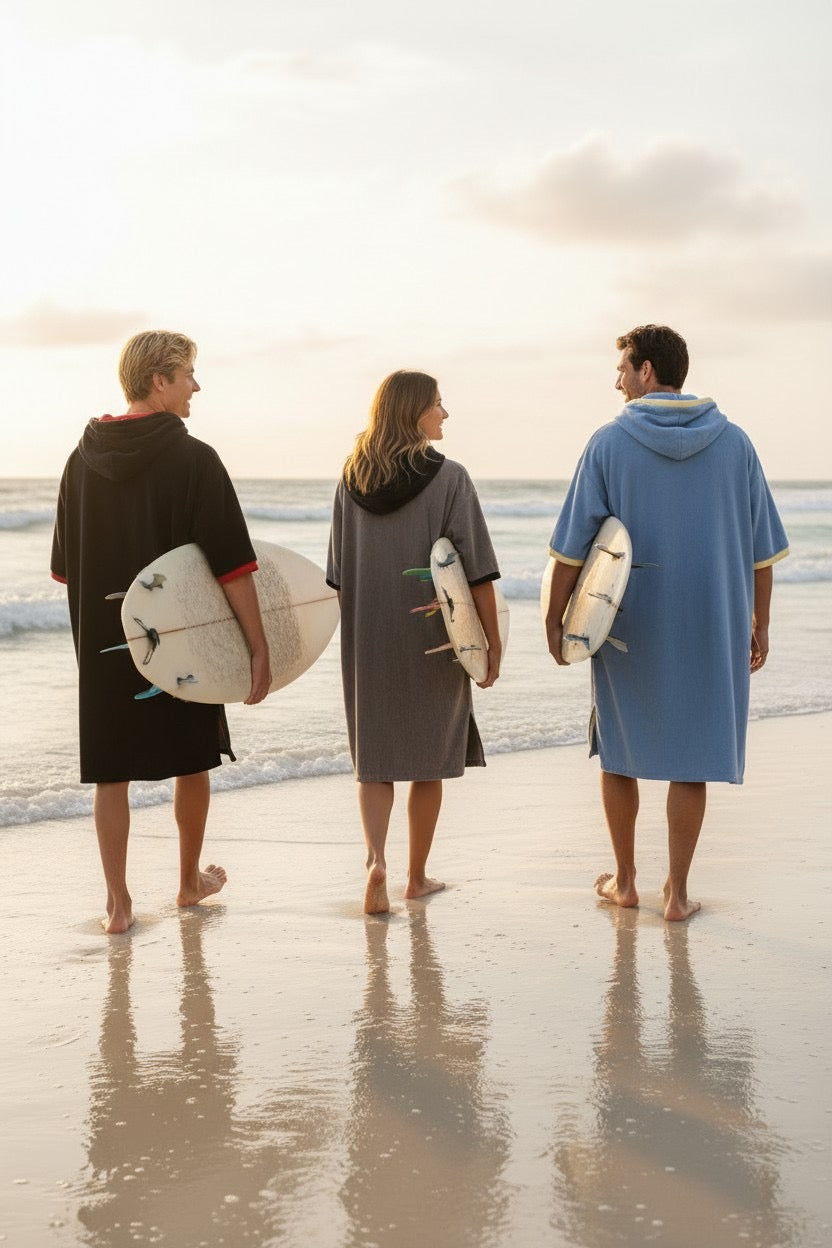 REZ SPORT DryShift™ Hooded Poncho Towel – Quick-Dry Microfiber Changing Robe Black