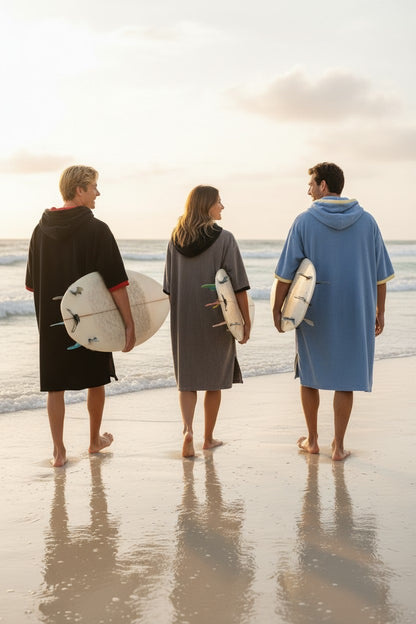 REZ SPORT DryShift™ Hooded Poncho Towel – Quick-Dry Microfiber Changing Robe Black
