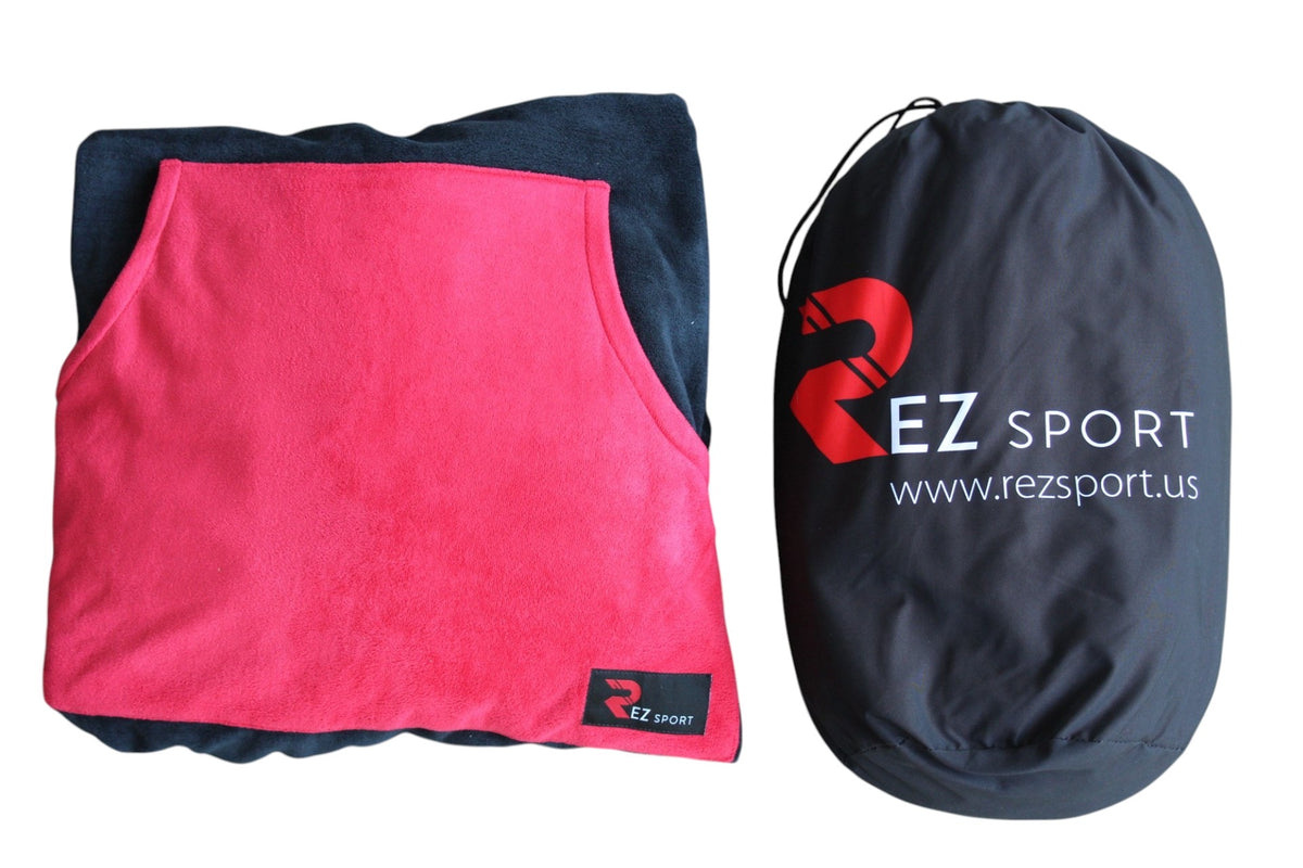REZ SPORT DryShift™ Hooded Poncho Towel – Quick-Dry Microfiber Changing Robe Black