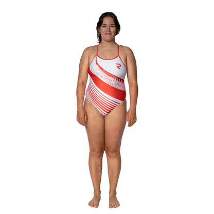 Diagonix Thin Strap Swimsuit – Scarlet Wave