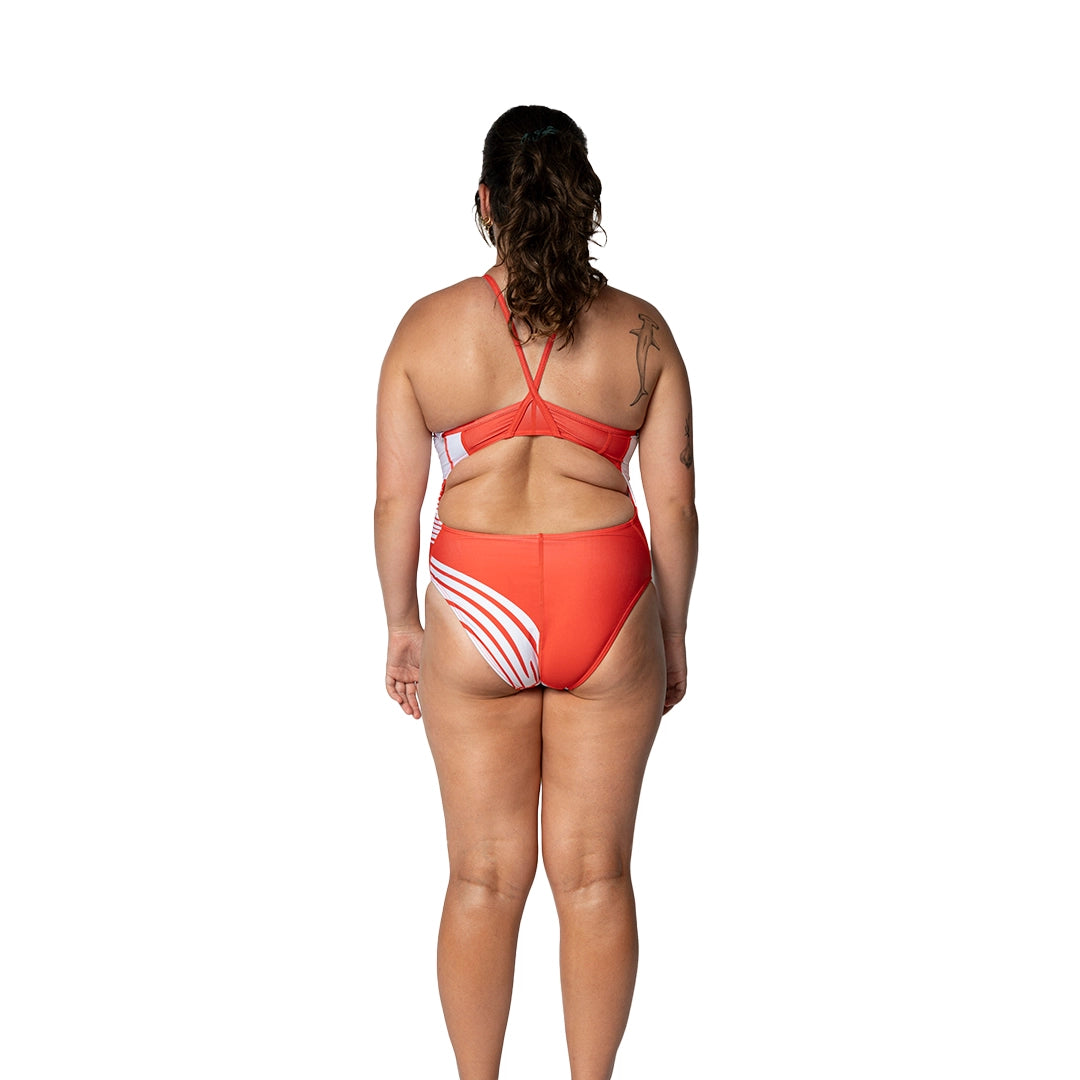 Diagonix Thin Strap Swimsuit – Scarlet Wave