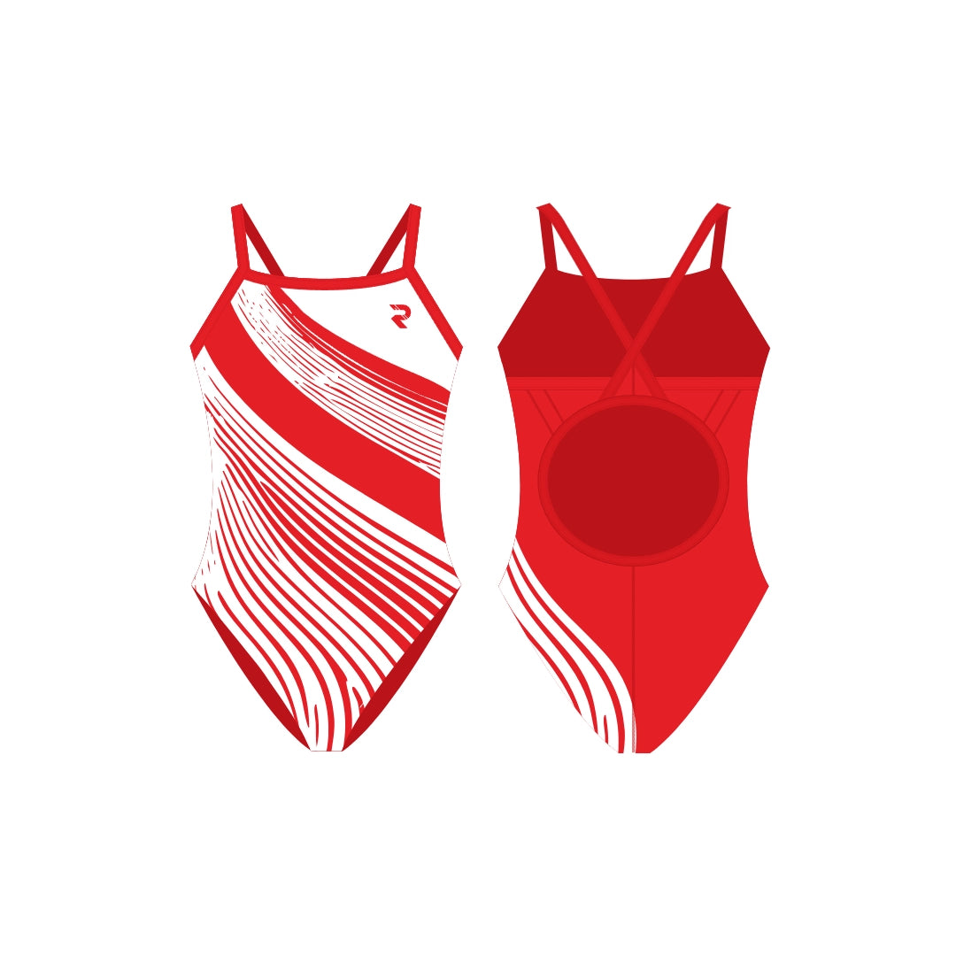 Diagonix Thin Strap Swimsuit – Scarlet Wave
