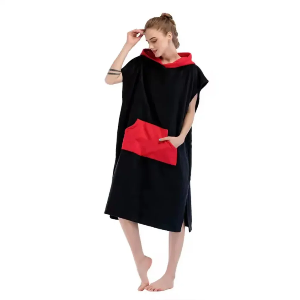 Hooded Beach Ponchos Black