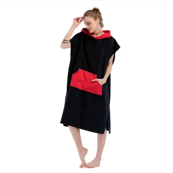 Hooded Beach Ponchos Black
